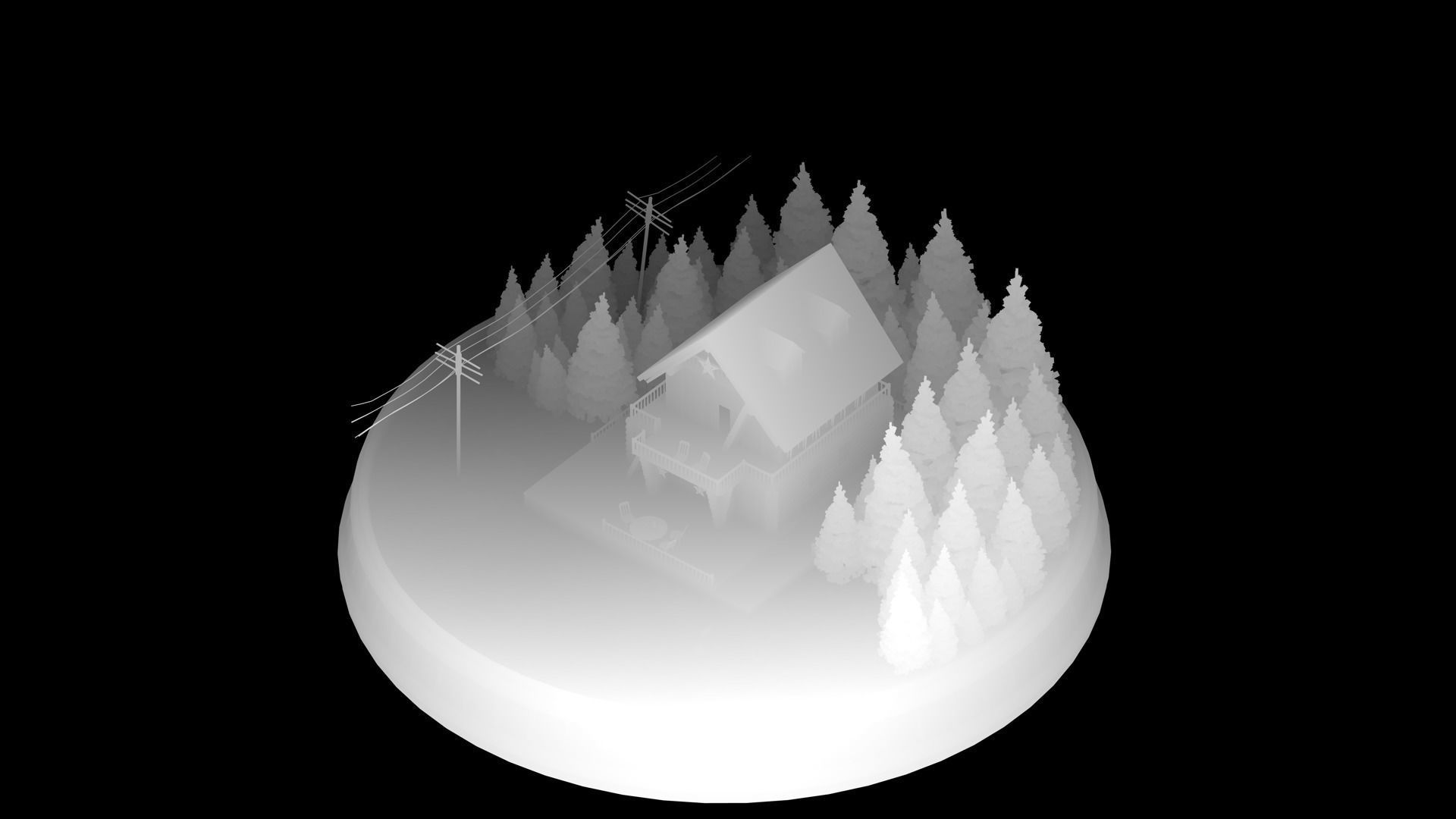 Christmas Cabin in the Snowy Woods 3D model_3