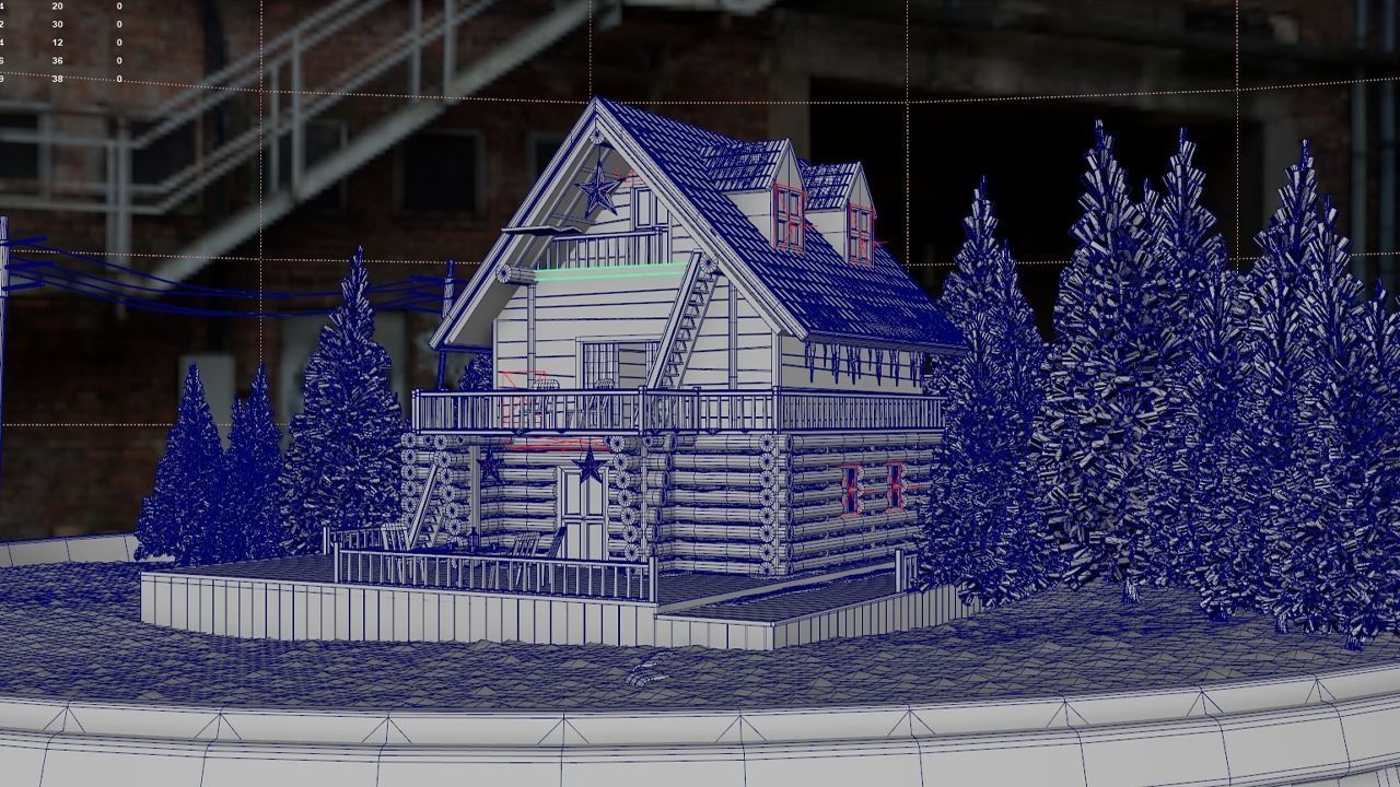 Christmas Cabin in the Snowy Woods 3D model_15
