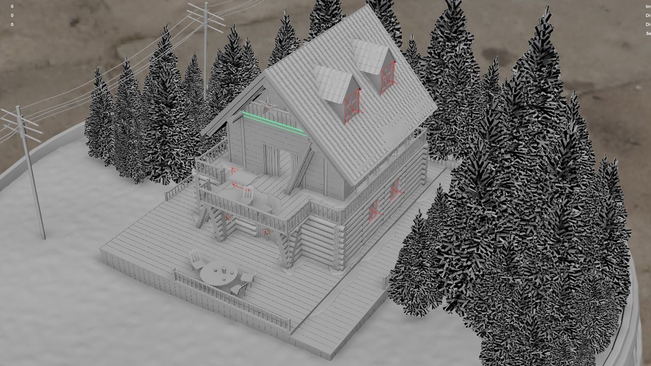 Christmas Cabin in the Snowy Woods 3D model_12