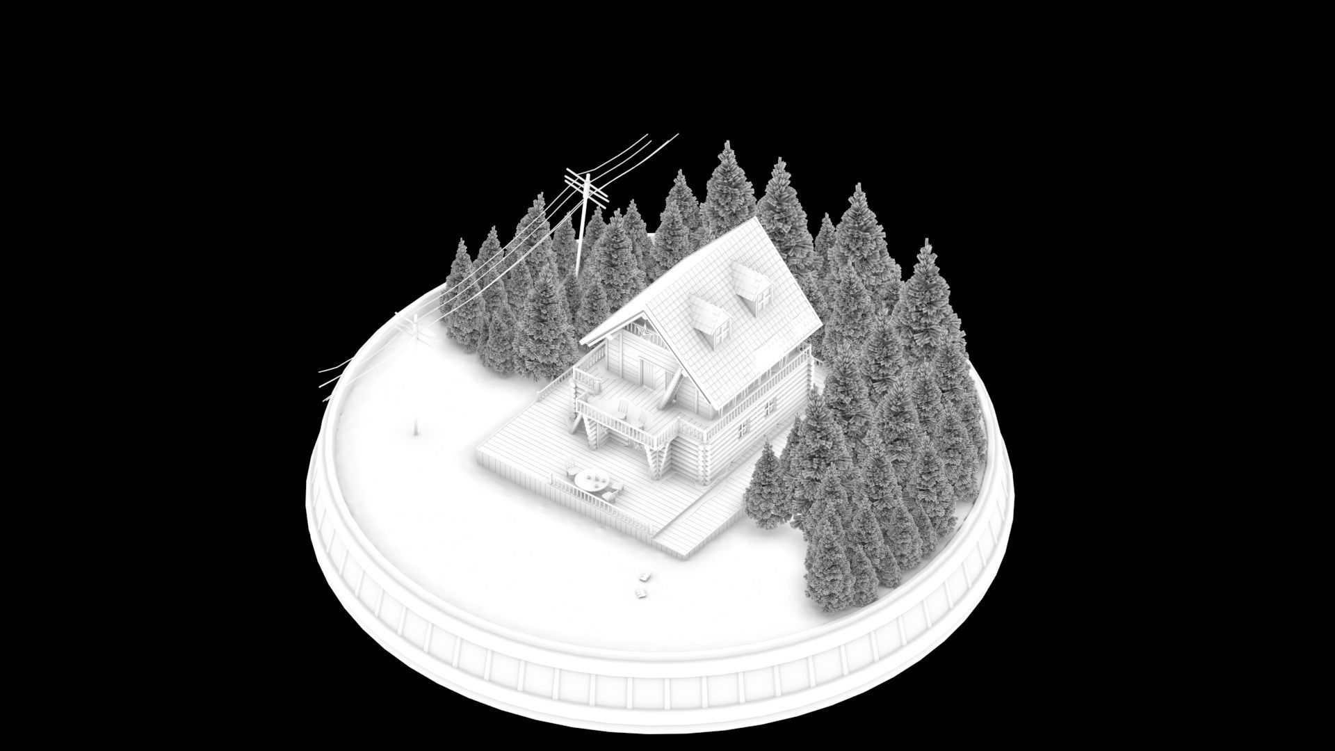 Christmas Cabin in the Snowy Woods 3D model_4