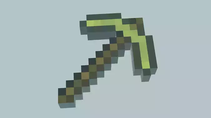 Low-poly gold pickaxe from Minecraft