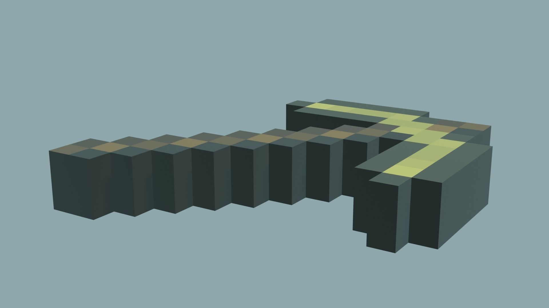 Low-poly gold pickaxe from Minecraft Free low-poly 3D model_2