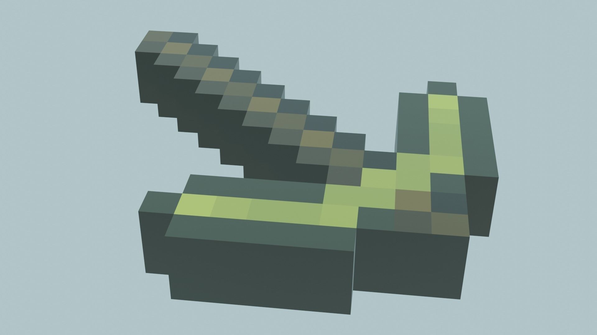 Low-poly gold pickaxe from Minecraft Free low-poly 3D model_1