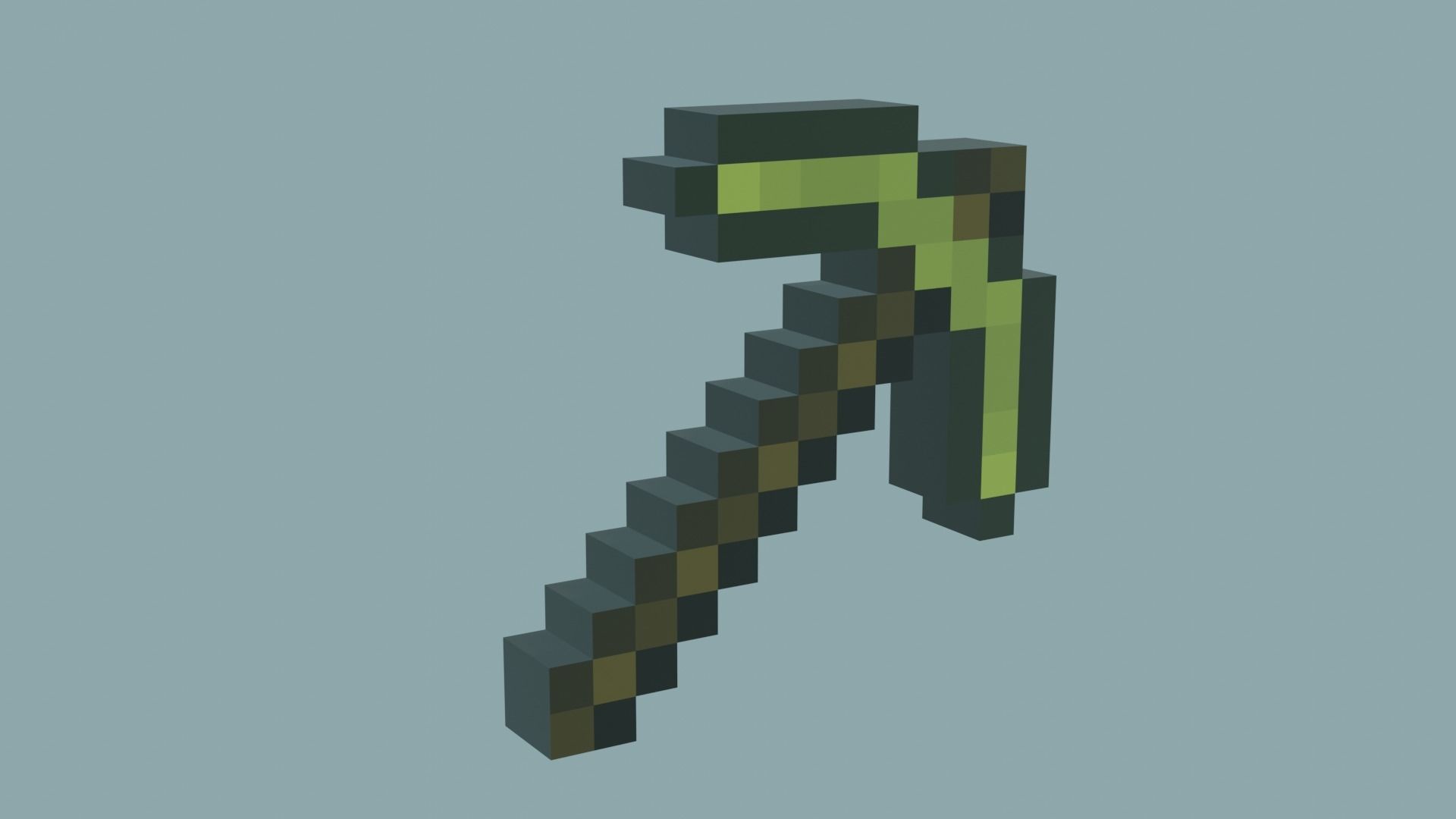Low-poly gold pickaxe from Minecraft Free low-poly 3D model_3