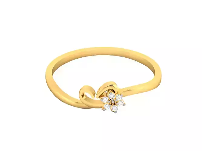 Women Flower Band Ring 3dm render detail  3D print model