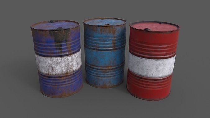 PBR Oil Drum Barrel B Low-poly 3D model