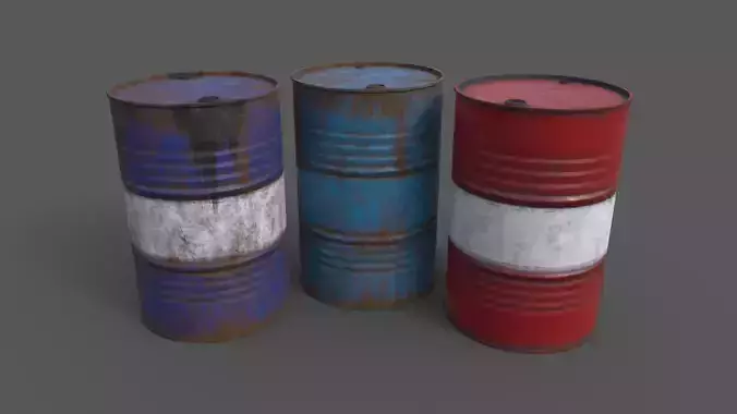 PBR Oil Drum Barrel B Low-poly 3D model