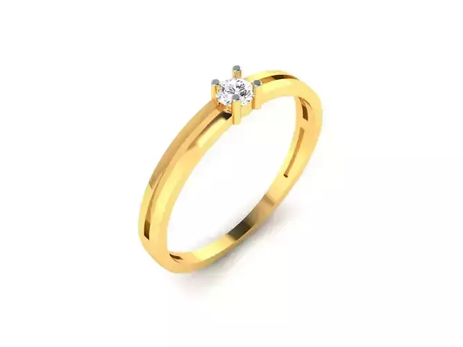 Women Solitaire  Band Ring 3dm render detail