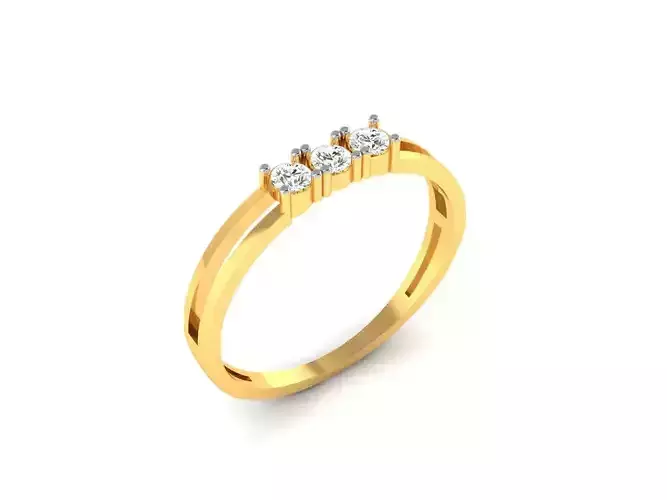 Women Three Diamond Band Ring 3dm render detail