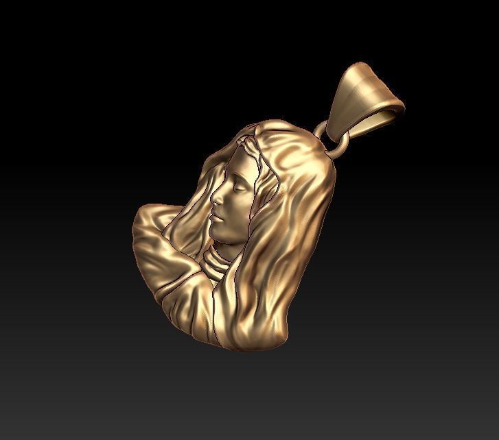 Virgin Mary pendant 3D print model_2