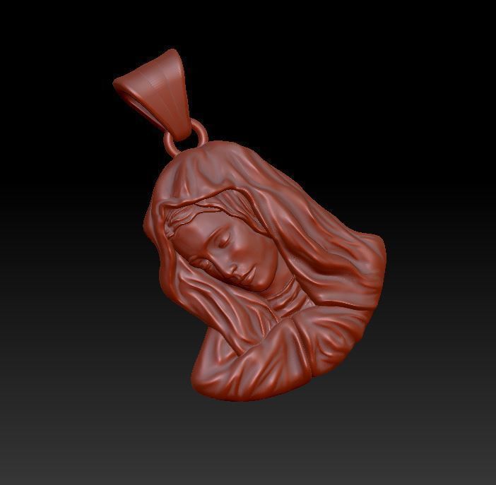 Virgin Mary pendant 3D print model_6