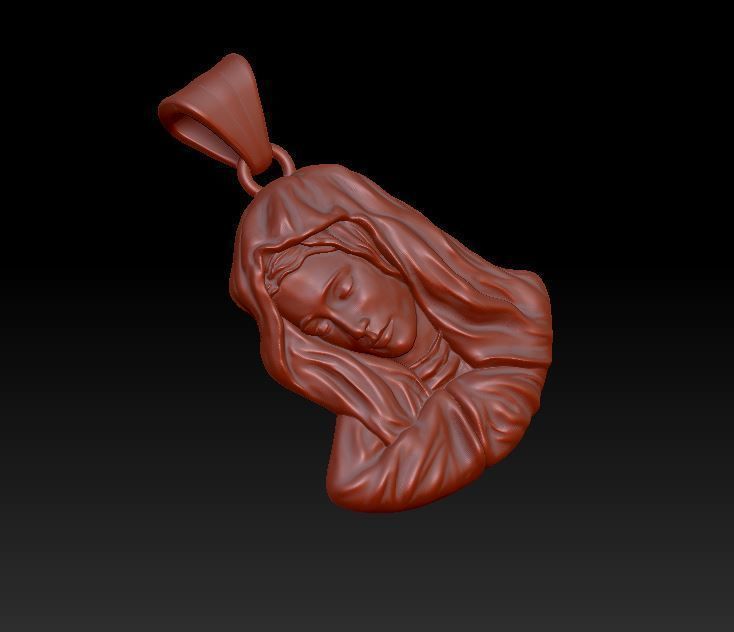 Virgin Mary pendant 3D print model_4