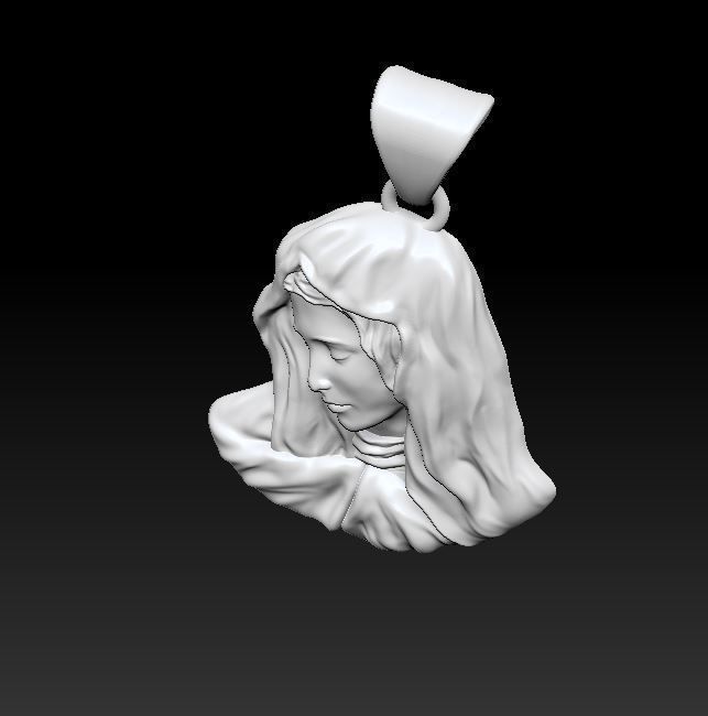 Virgin Mary pendant 3D print model_5