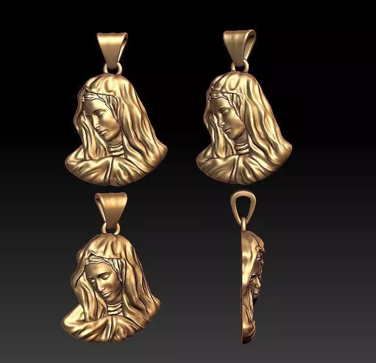Virgin Mary pendant 3D print model_0