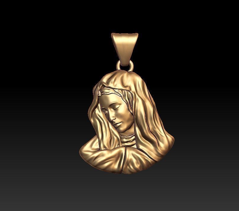 Virgin Mary pendant 3D print model_1