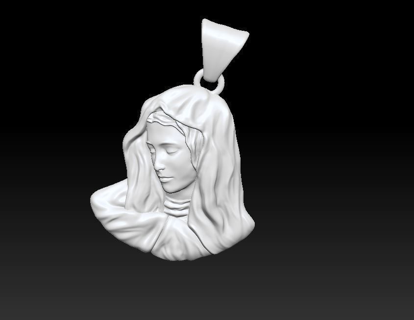 Virgin Mary pendant 3D print model_3
