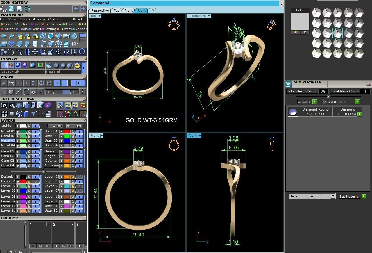 Women solitaire ring 3dm render detail 3D print model_8