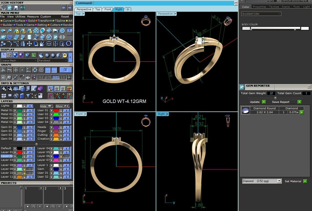 Women solitaire ring 3dm render detail  3D print model_8