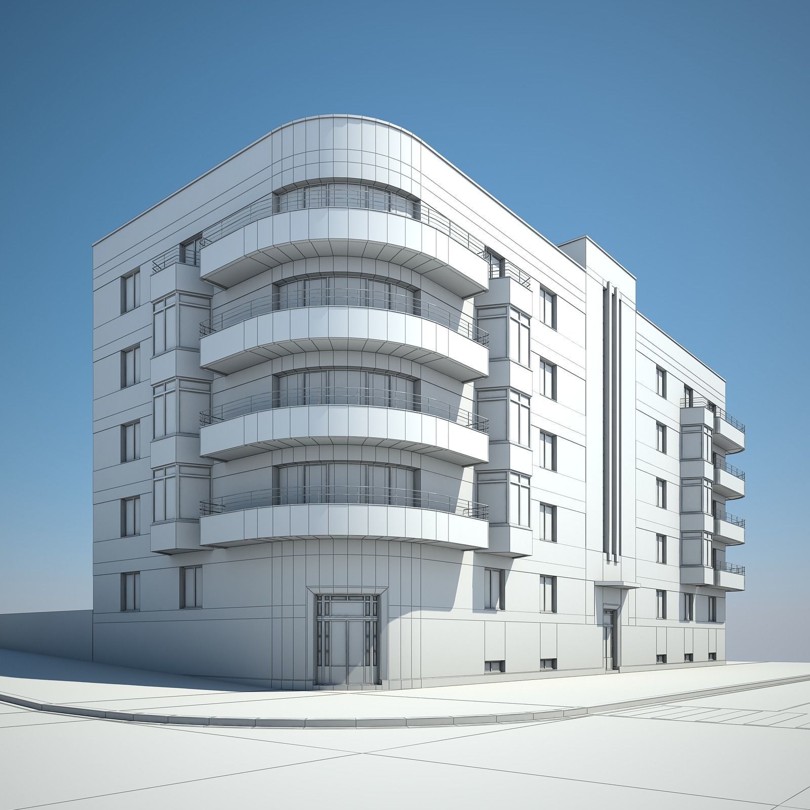 Apartment Building 04 3D model_9