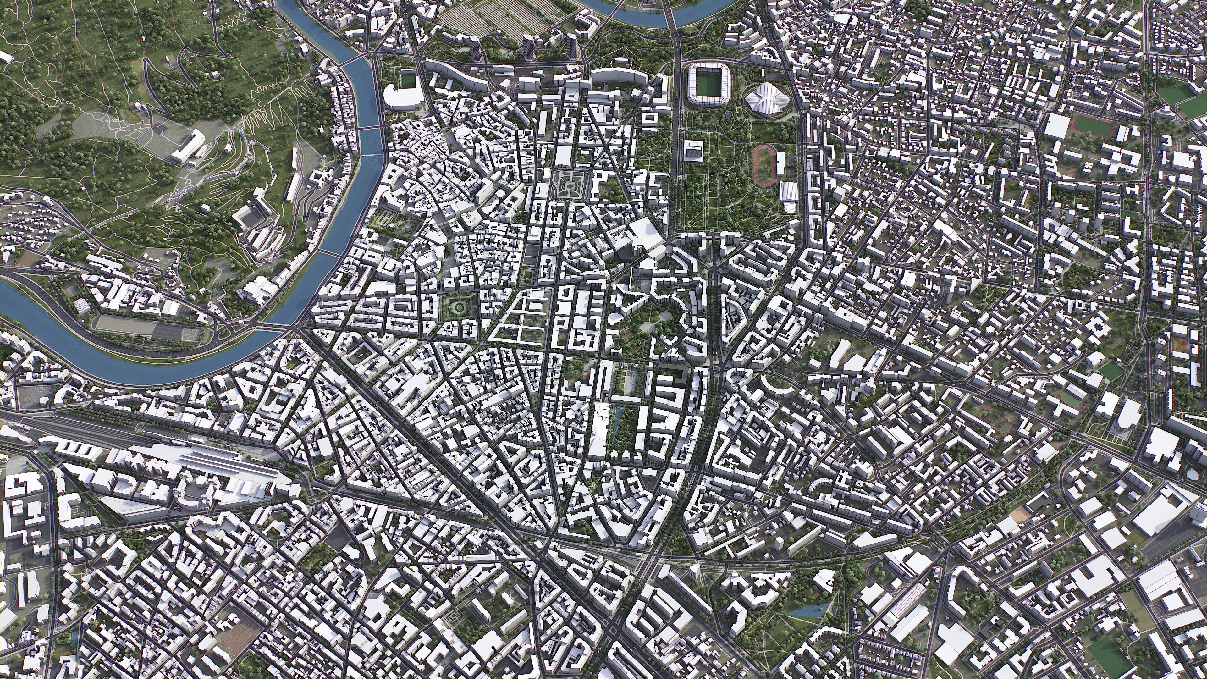Grenoble - 3D City Model Low-poly 3D model_3