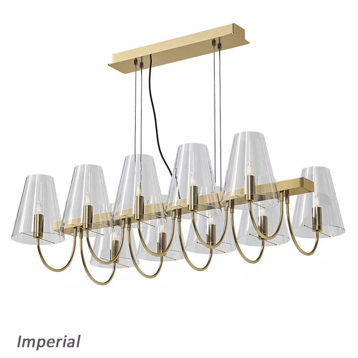 Imperial gold chandelier with clear glass shades 3D model