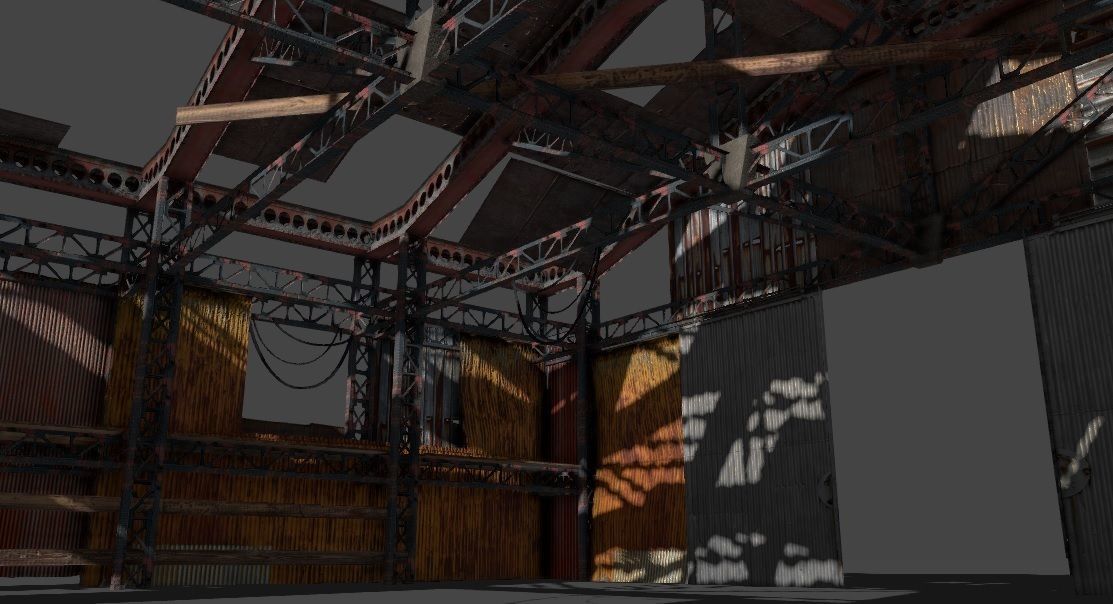 Lowpoly rusty hangar  Low-poly 3D model_7
