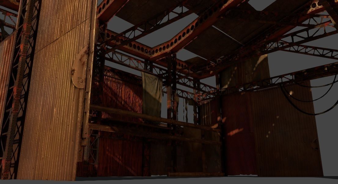 Lowpoly rusty hangar  Low-poly 3D model_10