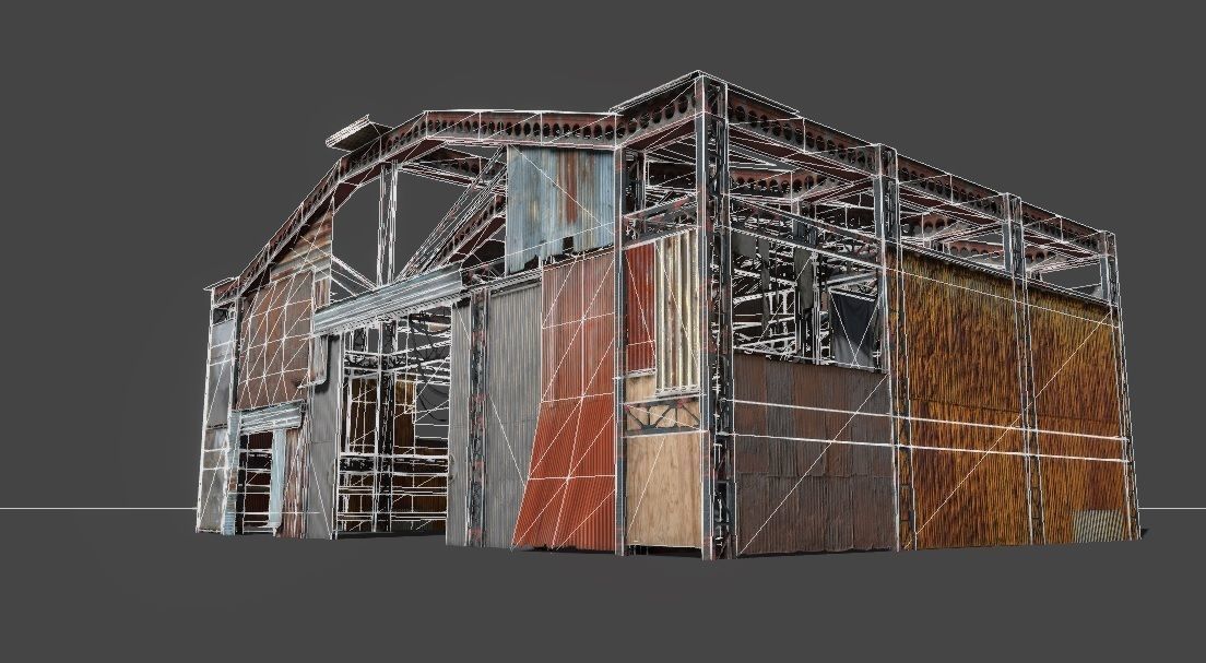 Lowpoly rusty hangar  Low-poly 3D model_11