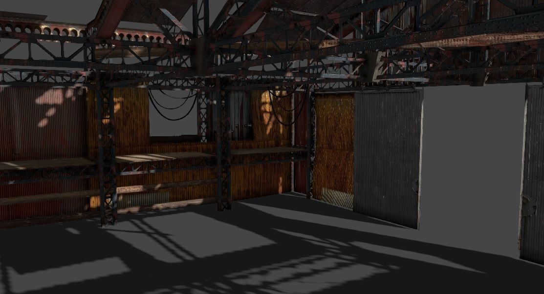 Lowpoly rusty hangar  Low-poly 3D model_8