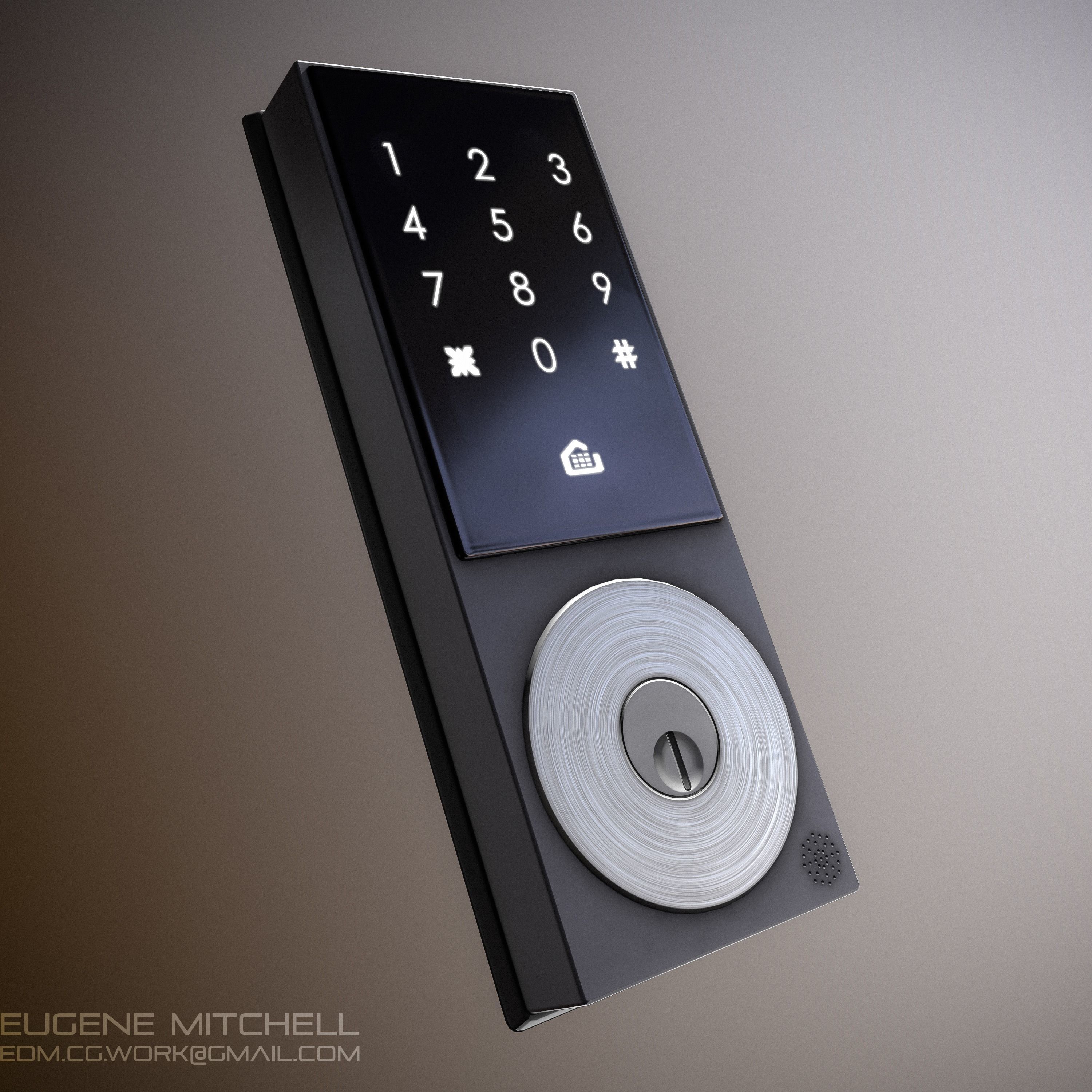 Electronic code lock Low-poly 3D model_0