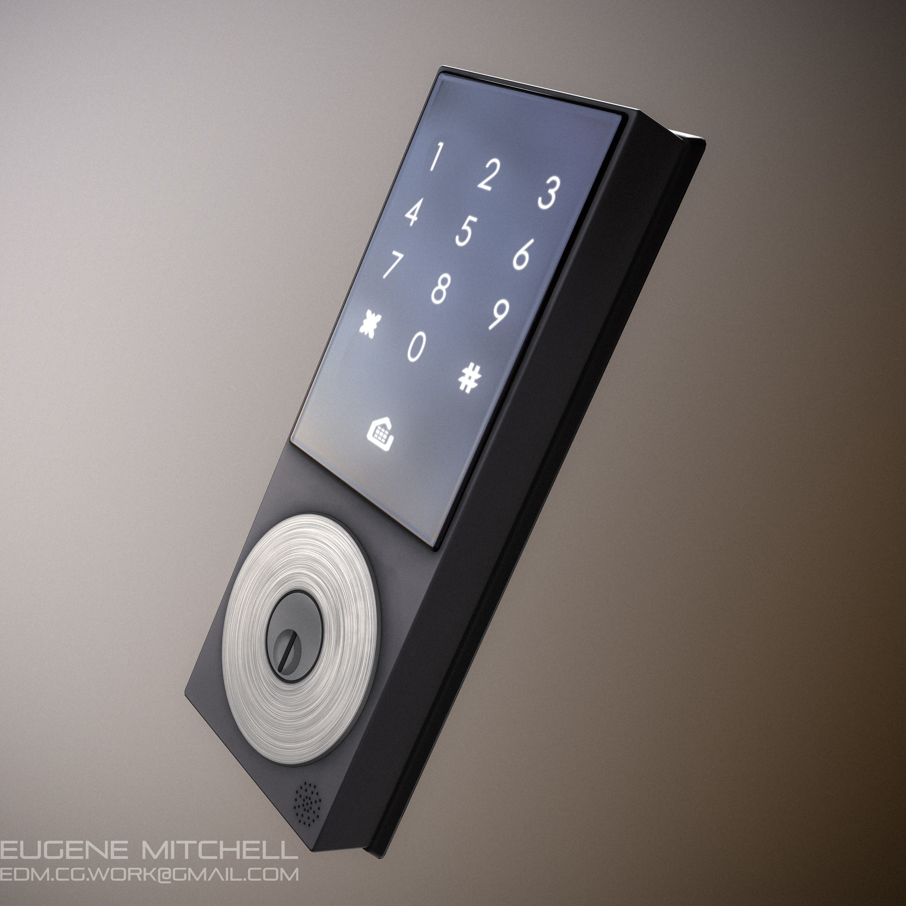 Electronic code lock Low-poly 3D model_3