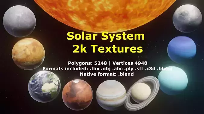Photorealistic Solar System 3D Model Low-poly 3D model