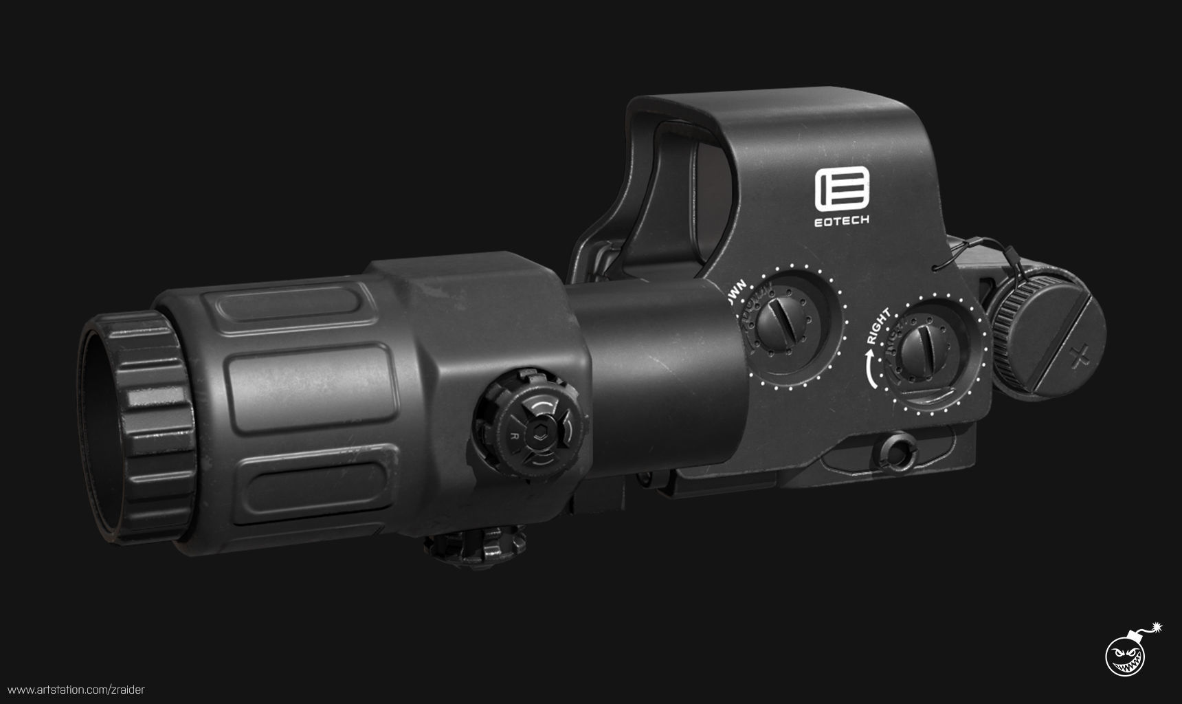 Eotech Exps3 Holographic Sight - Magnifier Low-poly 3D model_3