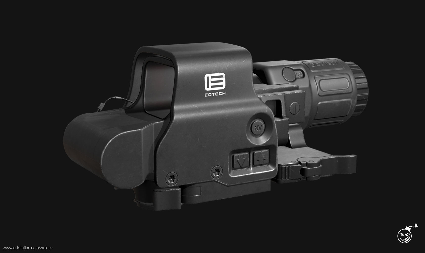 Eotech Exps3 Holographic Sight - Magnifier Low-poly 3D model_4