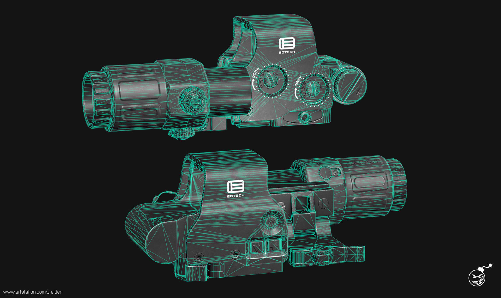 Eotech Exps3 Holographic Sight - Magnifier Low-poly 3D model_12