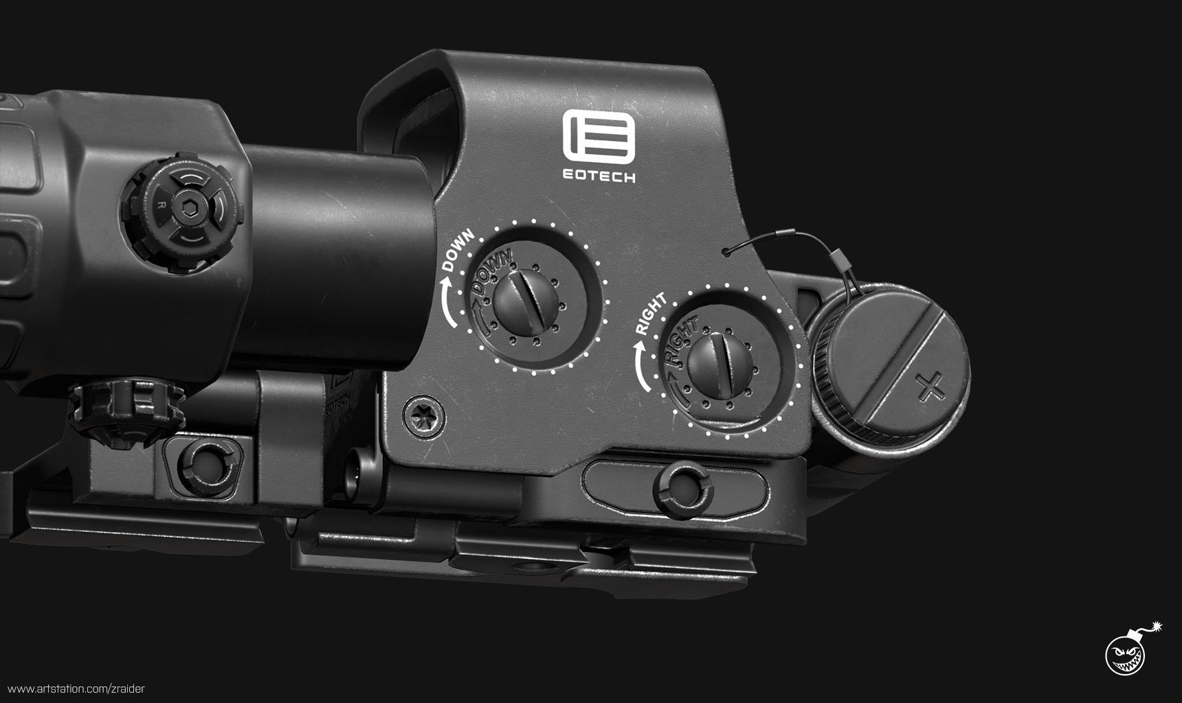 Eotech Exps3 Holographic Sight - Magnifier Low-poly 3D model_7