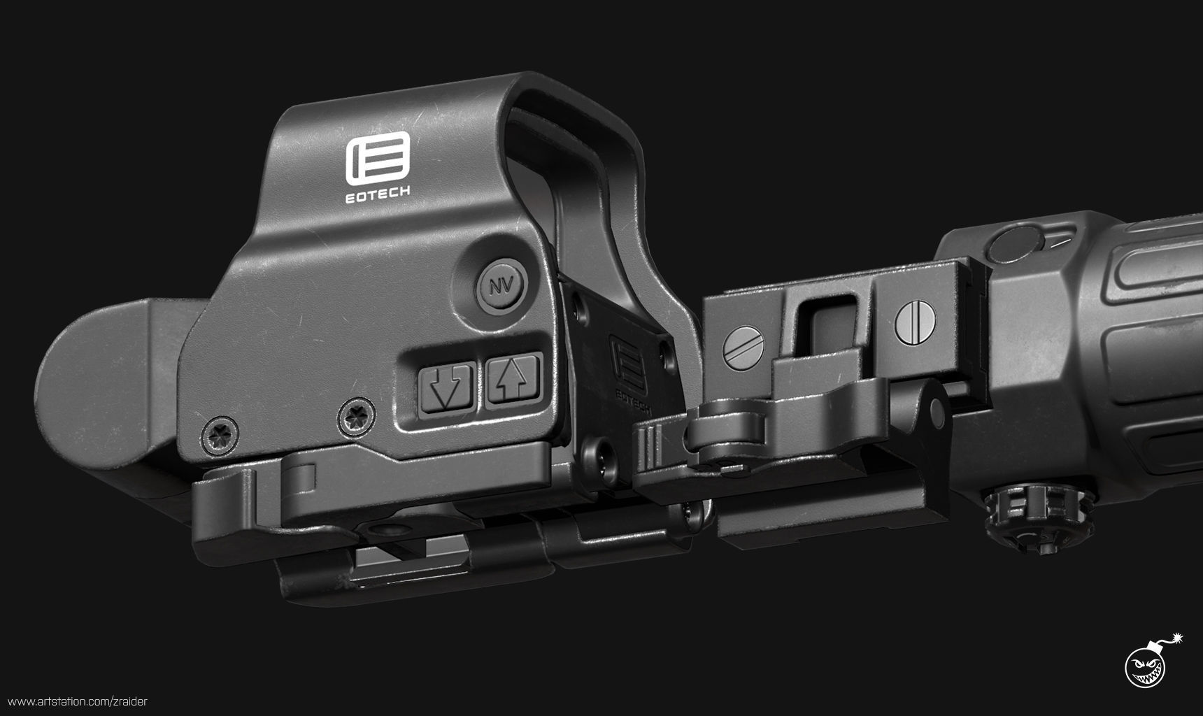Eotech Exps3 Holographic Sight - Magnifier Low-poly 3D model_8