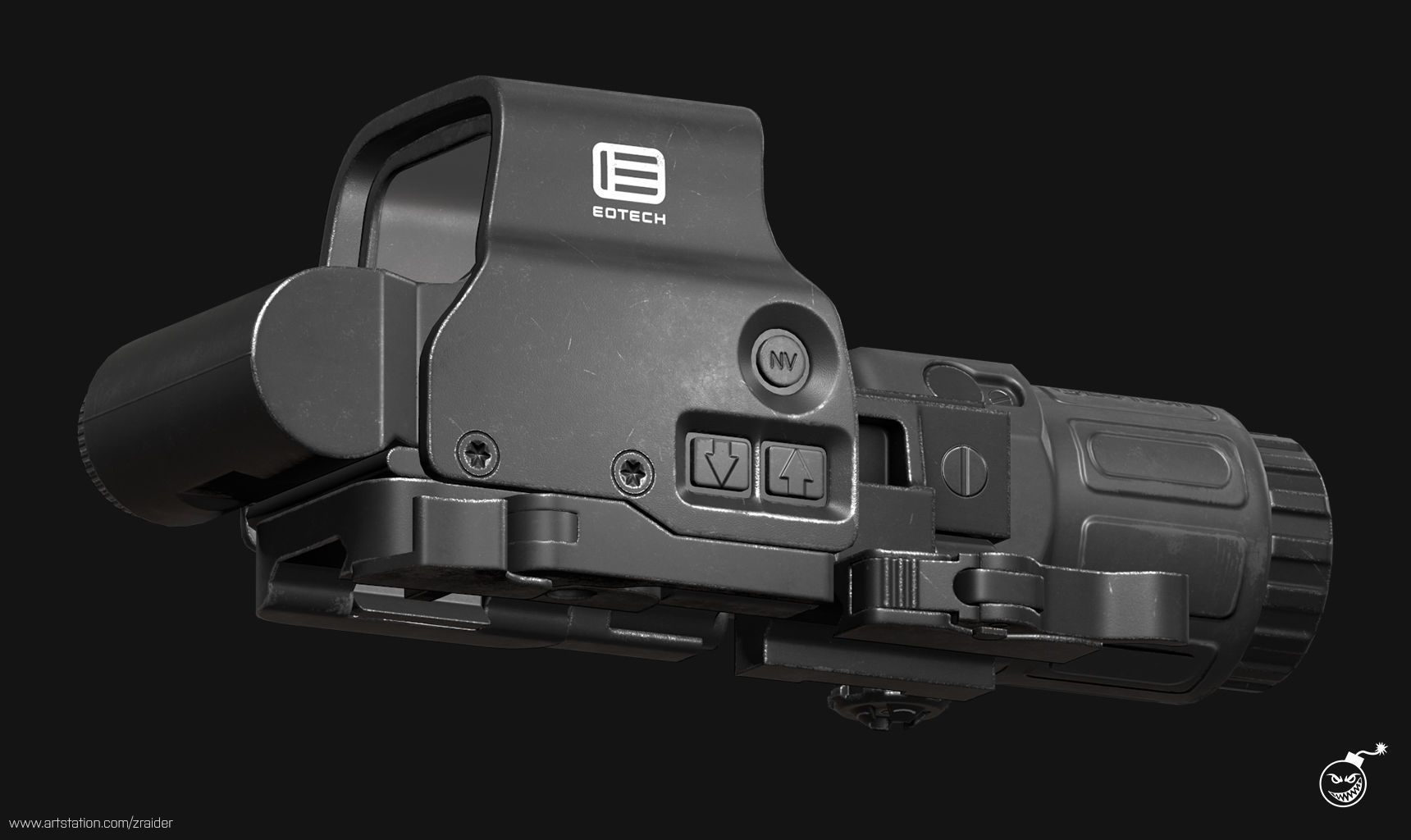 Eotech Exps3 Holographic Sight - Magnifier Low-poly 3D model_9