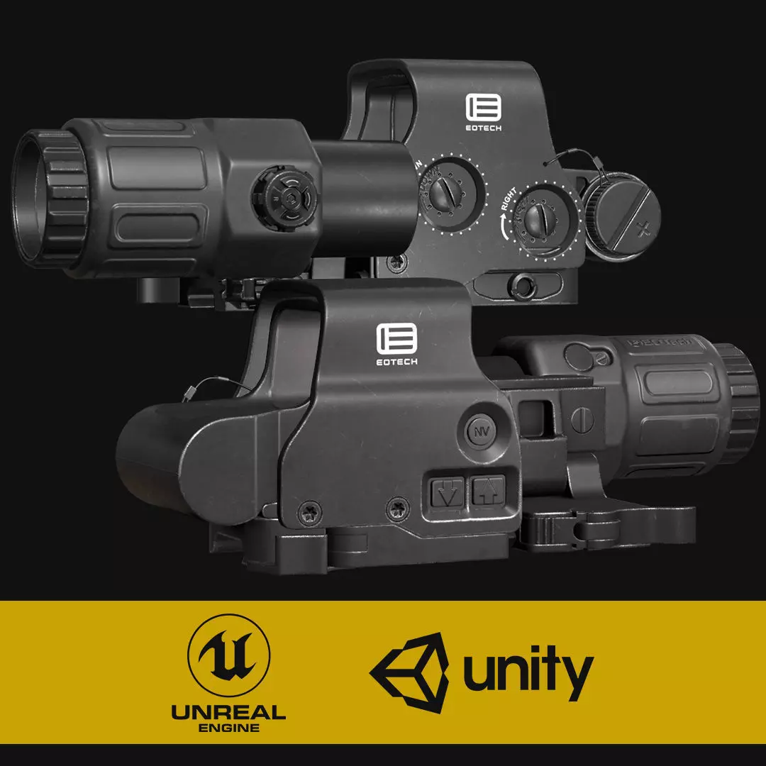 Eotech Exps3 Holographic Sight - Magnifier Low-poly 3D model_0