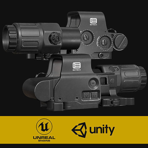 Eotech Exps3 Holographic Sight - Magnifier  Low-poly 3D model