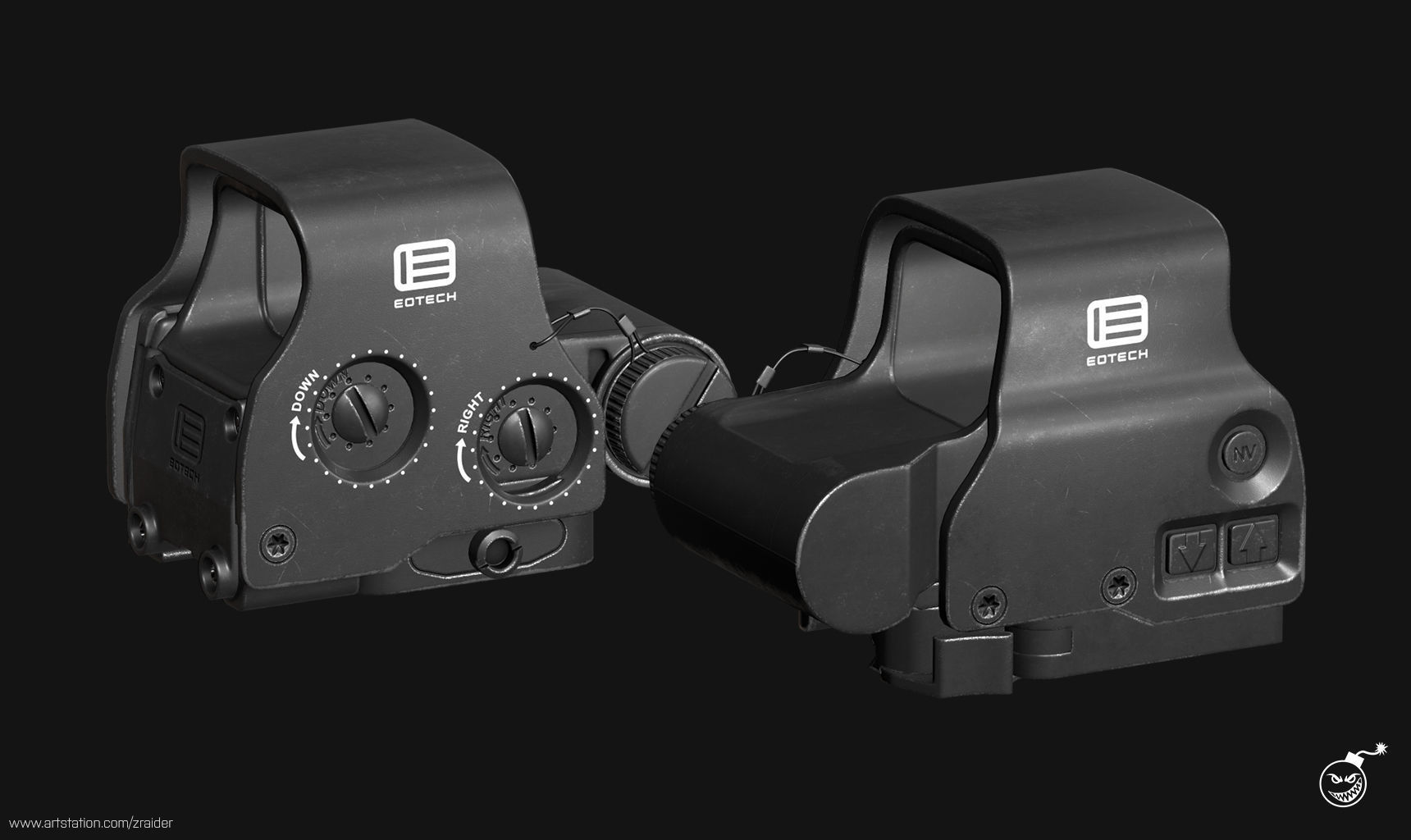 Eotech Exps3 Holographic Sight - Magnifier Low-poly 3D model_10