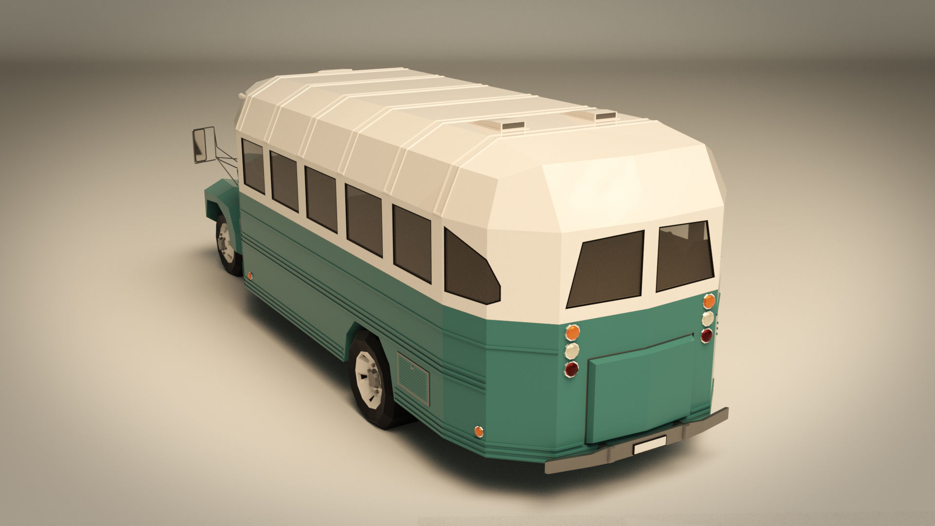 Low Poly Vintage Bus 01 Low-poly 3D model_4