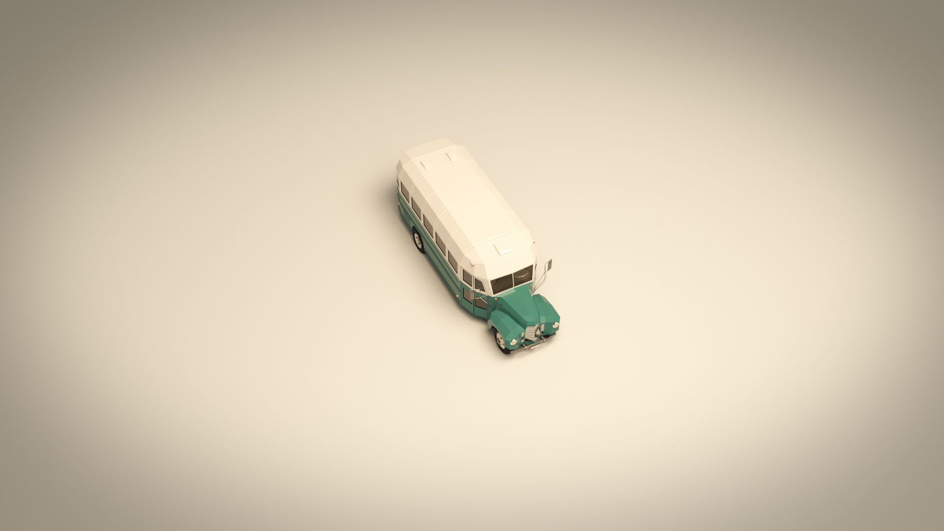 Low Poly Vintage Bus 01 Low-poly 3D model_6