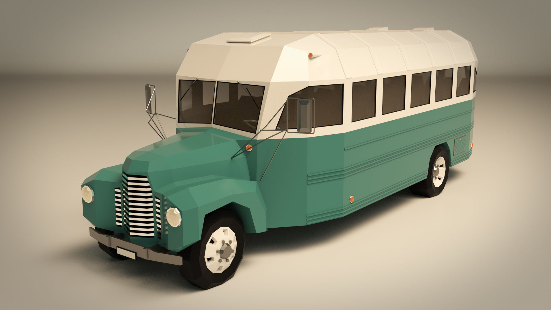 Low Poly Vintage Bus 01 Low-poly 3D model_3