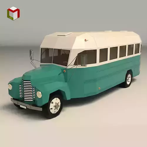 Low Poly Vintage Bus 01 Low-poly 3D model