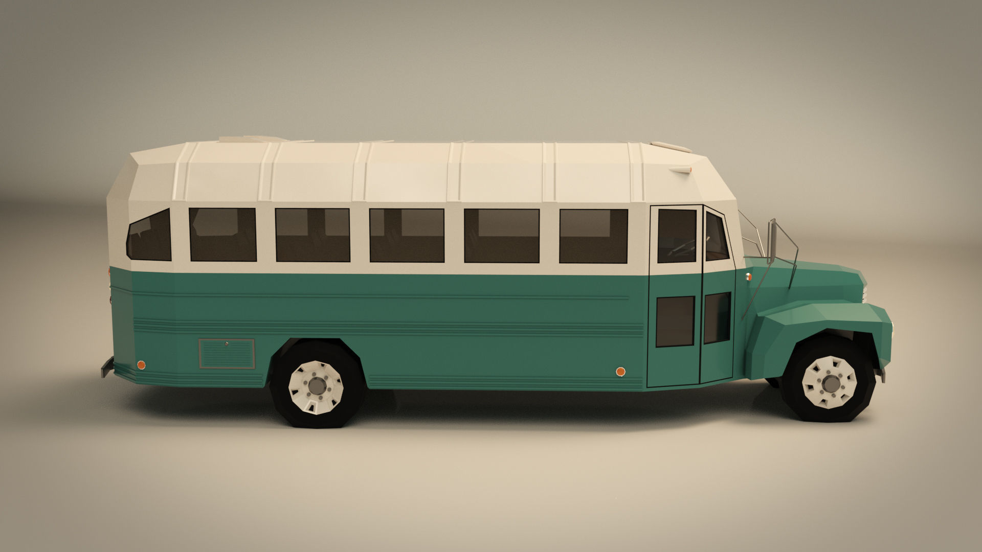Low Poly Vintage Bus 01 Low-poly 3D model_8