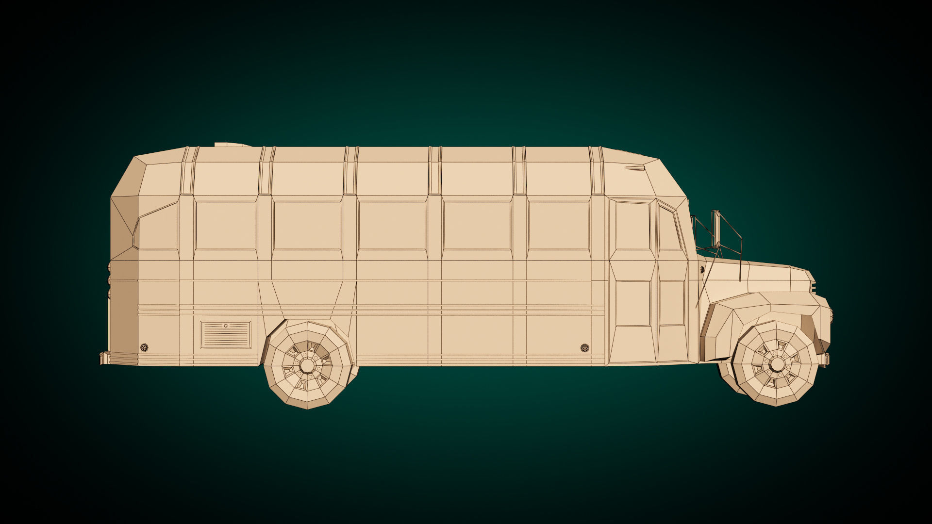 Low Poly Vintage Bus 01 Low-poly 3D model_12