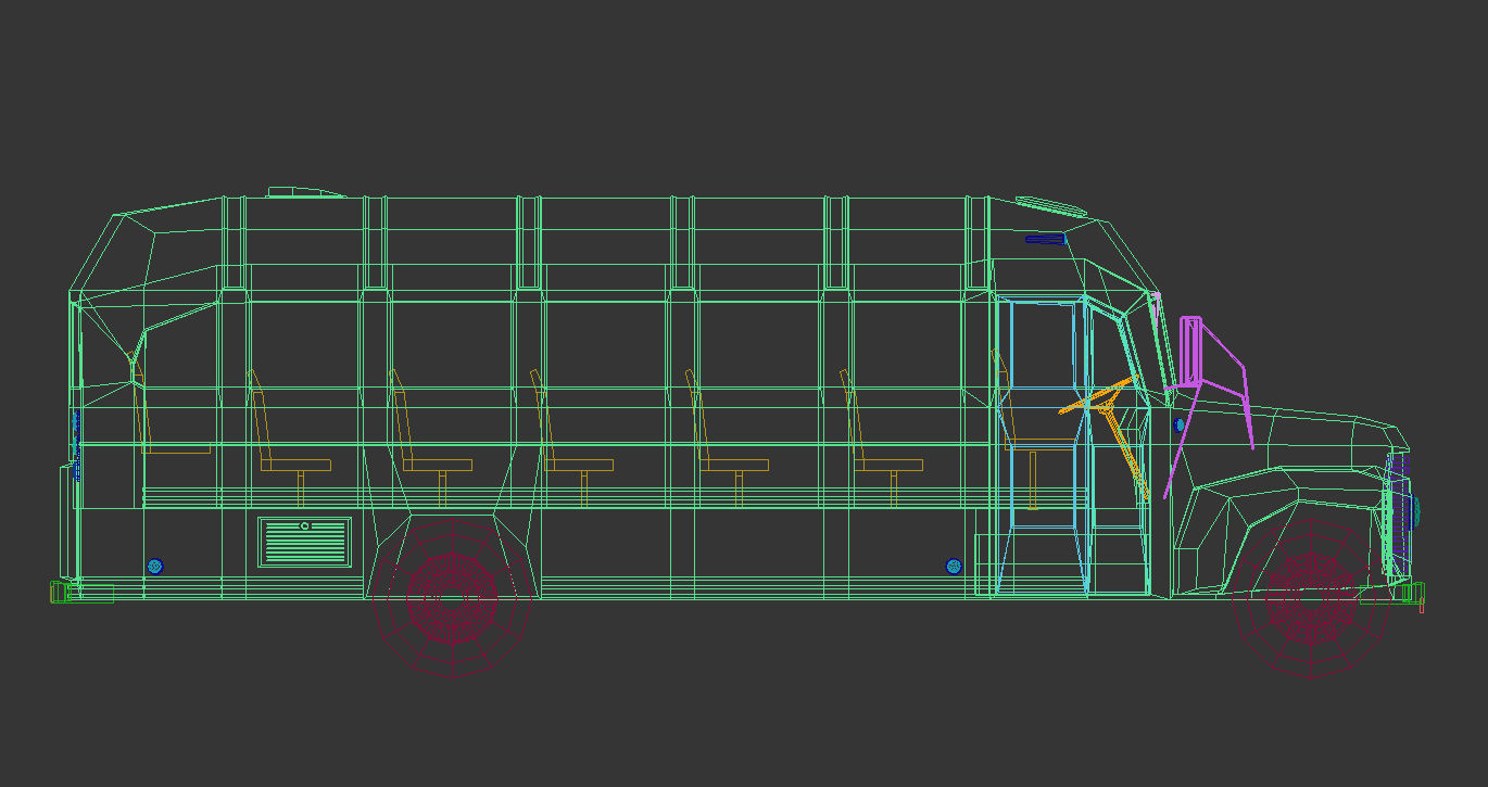 Low Poly Vintage Bus 01 Low-poly 3D model_17