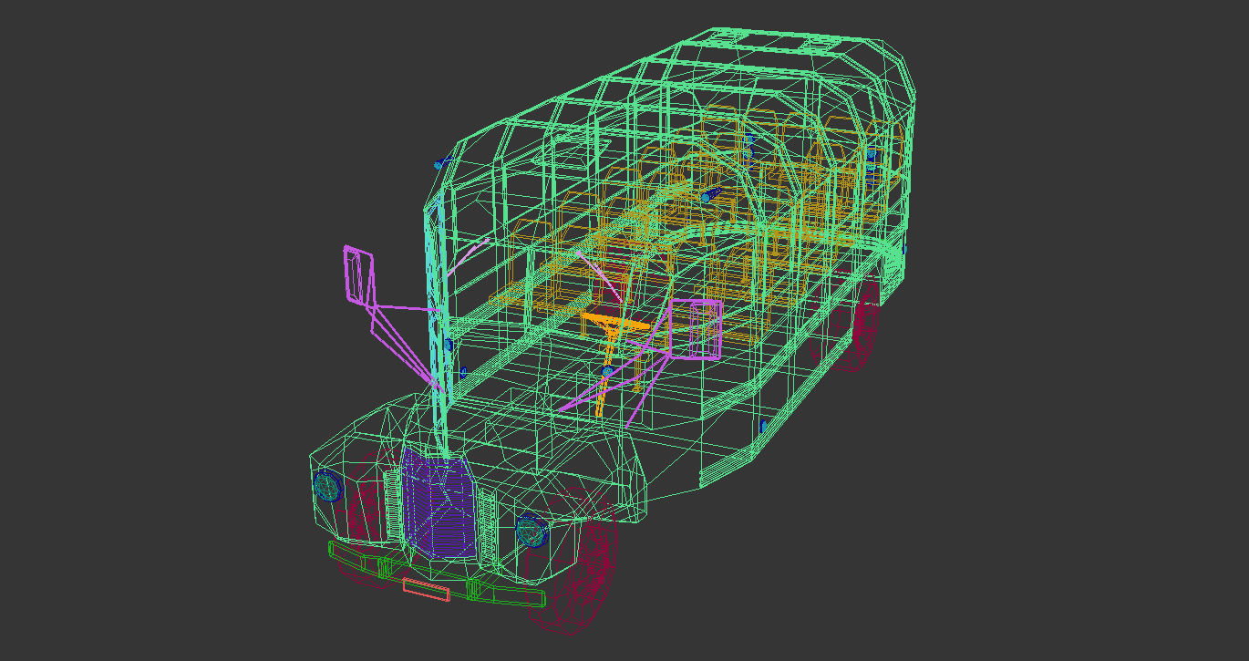 Low Poly Vintage Bus 01 Low-poly 3D model_15
