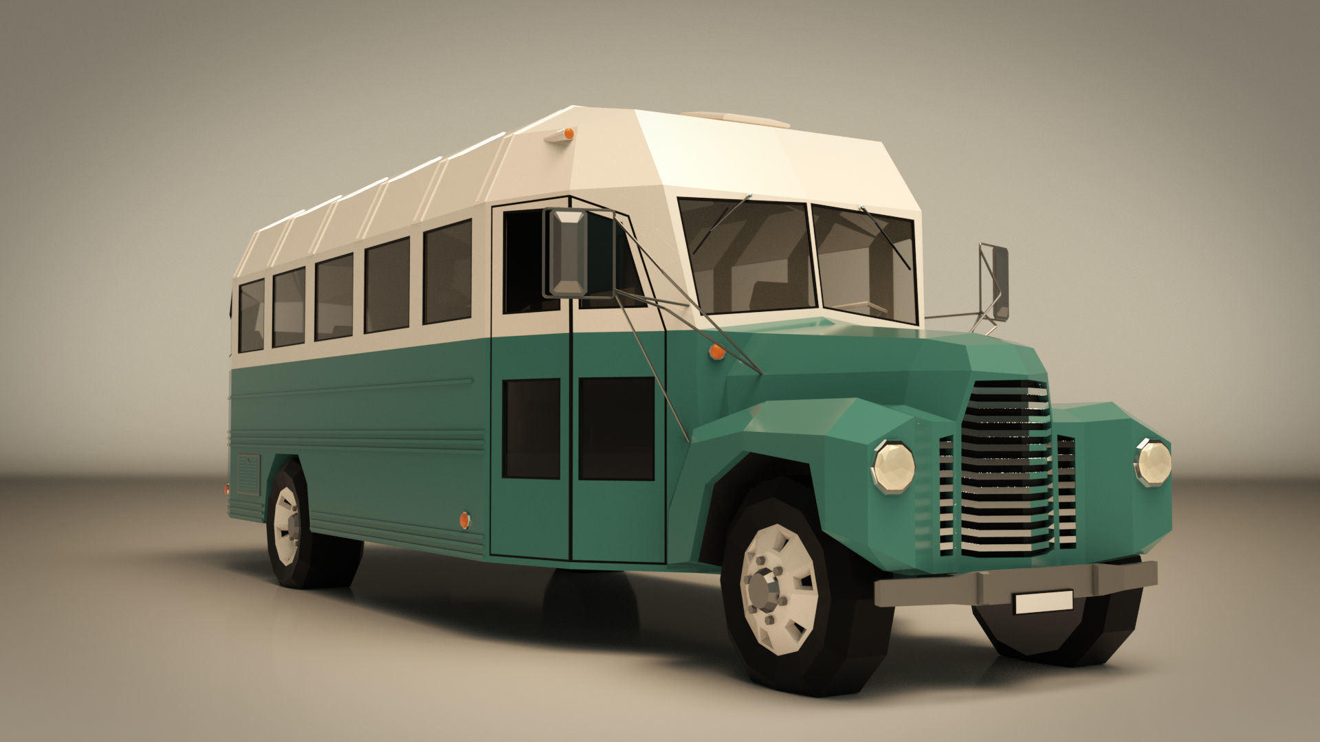 Low Poly Vintage Bus 01 Low-poly 3D model_7